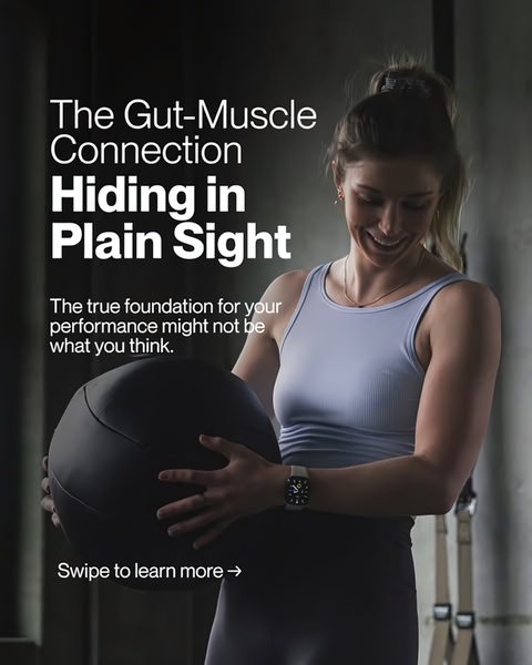A high-performance athlete holds a medicine ball while wearing a smart watch, featuring bold text that challenges traditional fitness assumptions.